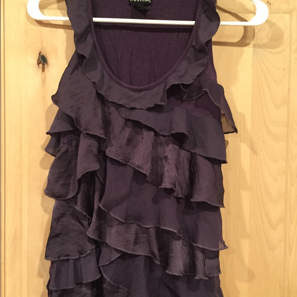 Ruffle wet seal tank top